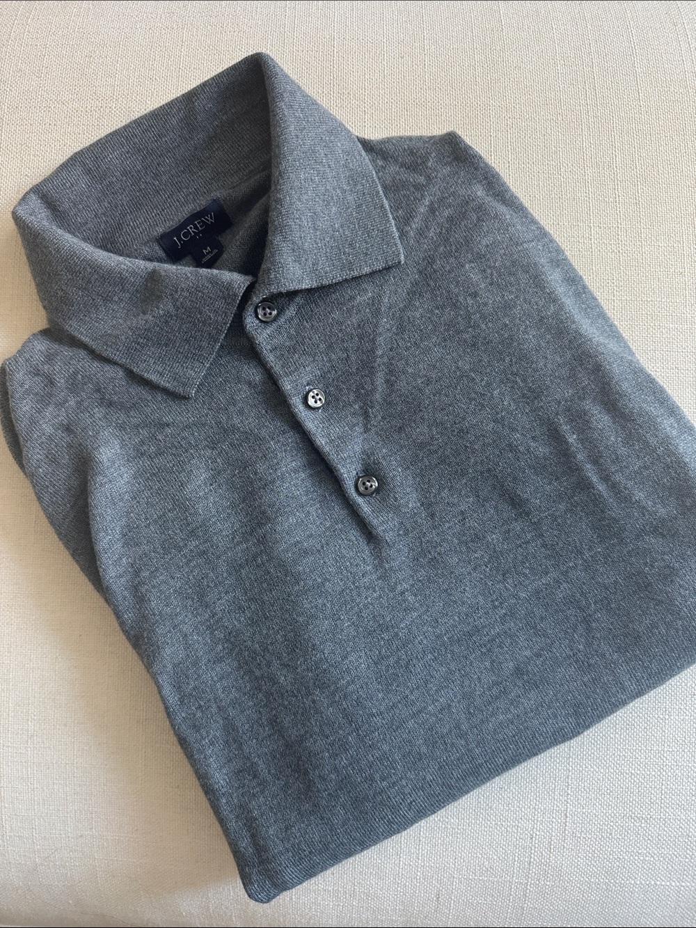 NWOT J. Crew Men's Charcoal Gray Polo Sweater Wool